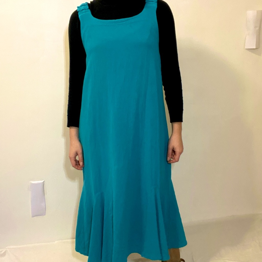 Turquoise Sleeveless Round Neck Maxi Dress